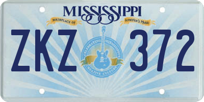 MS license plate ZKZ372