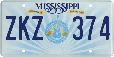 MS license plate ZKZ374