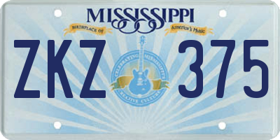MS license plate ZKZ375
