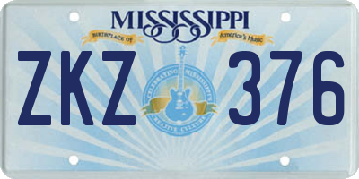 MS license plate ZKZ376
