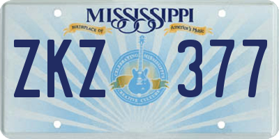 MS license plate ZKZ377