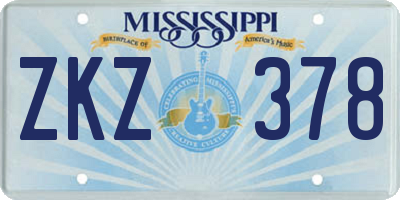 MS license plate ZKZ378