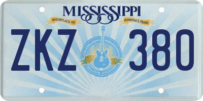 MS license plate ZKZ380