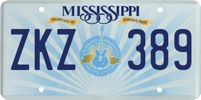 MS license plate ZKZ389