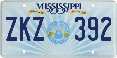 MS license plate ZKZ392