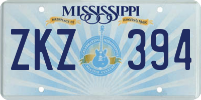 MS license plate ZKZ394