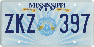 MS license plate ZKZ397