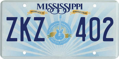 MS license plate ZKZ402