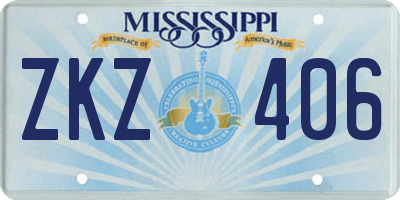 MS license plate ZKZ406