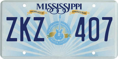 MS license plate ZKZ407