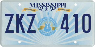 MS license plate ZKZ410