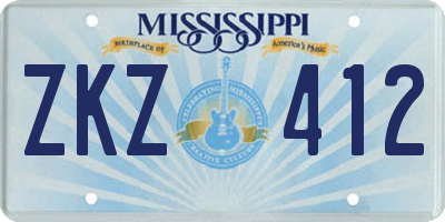 MS license plate ZKZ412