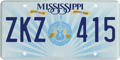MS license plate ZKZ415