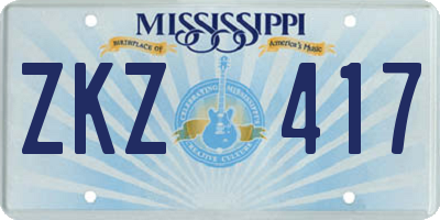 MS license plate ZKZ417