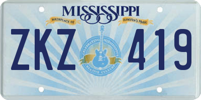 MS license plate ZKZ419