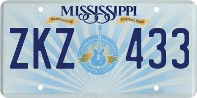 MS license plate ZKZ433