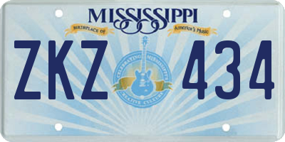 MS license plate ZKZ434