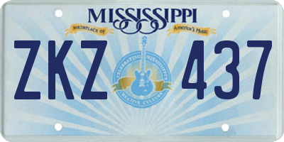 MS license plate ZKZ437