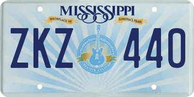 MS license plate ZKZ440
