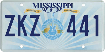 MS license plate ZKZ441