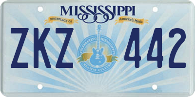 MS license plate ZKZ442