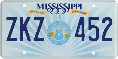 MS license plate ZKZ452