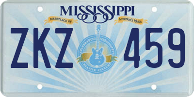 MS license plate ZKZ459