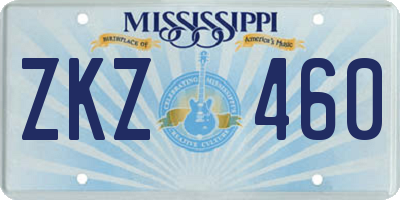MS license plate ZKZ460