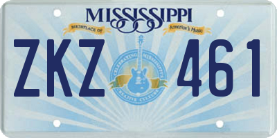 MS license plate ZKZ461