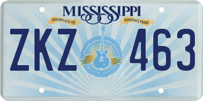 MS license plate ZKZ463
