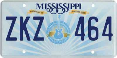 MS license plate ZKZ464