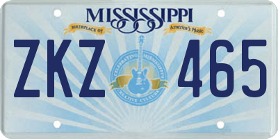 MS license plate ZKZ465