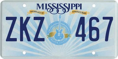 MS license plate ZKZ467