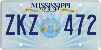 MS license plate ZKZ472