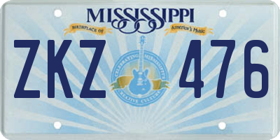 MS license plate ZKZ476