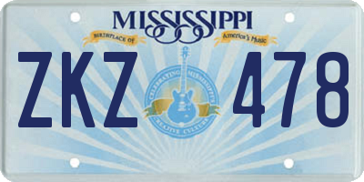 MS license plate ZKZ478