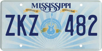 MS license plate ZKZ482