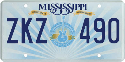 MS license plate ZKZ490