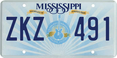 MS license plate ZKZ491