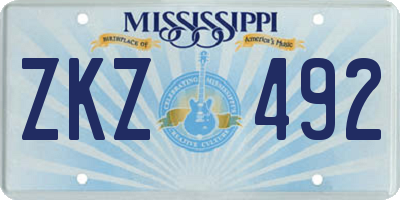 MS license plate ZKZ492