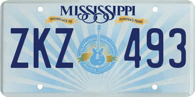 MS license plate ZKZ493