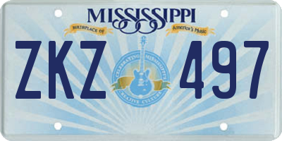 MS license plate ZKZ497