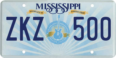 MS license plate ZKZ500