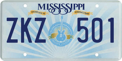 MS license plate ZKZ501