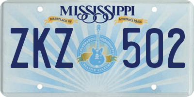 MS license plate ZKZ502