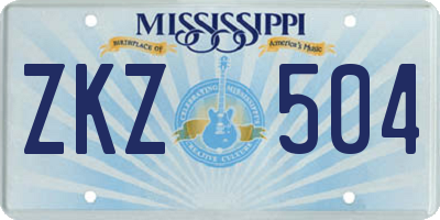 MS license plate ZKZ504