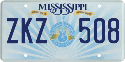MS license plate ZKZ508