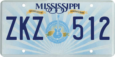 MS license plate ZKZ512