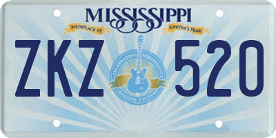 MS license plate ZKZ520