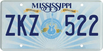 MS license plate ZKZ522